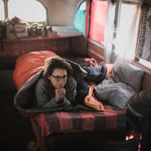 warming by the fire in the morning
