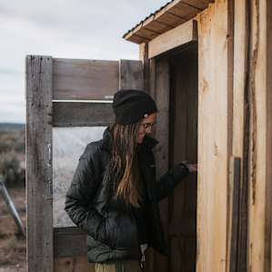 checking out the outhouse