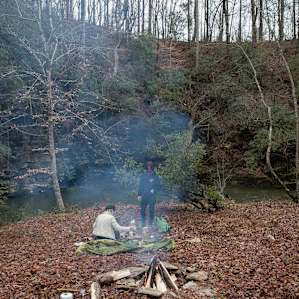 forest people campfire