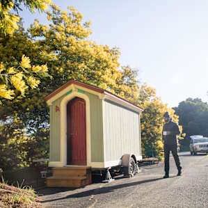 The wagon is a short walk or drive from the visitor's center.