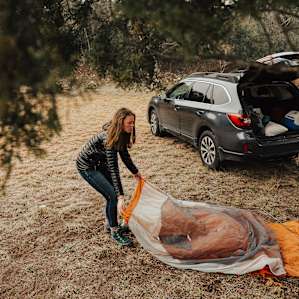 Setting up beneath the mountain cedar