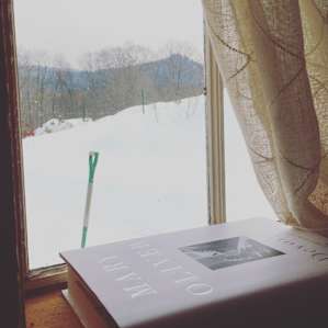 Reading indoors on a winter afternoon.