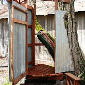 The outdoor shower! That opening may throw you off, but it's actually totally private