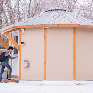 This is not a canvas yurt but a complete stick build version with solar, gas and cooking amenities.
