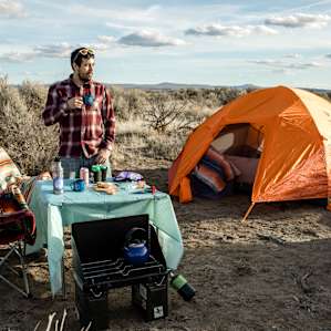 Camp amongst sage brush.