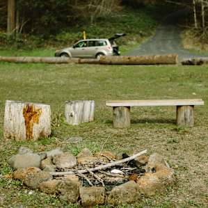 Firepit with seating and plenty of parking nearby