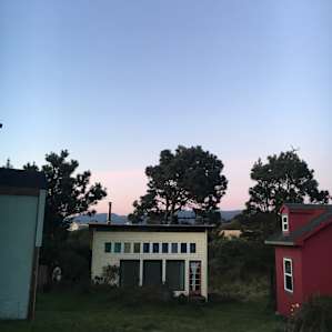 Sunset over the cabins