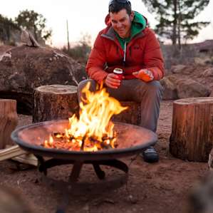 Enjoying the fire pit at sunset