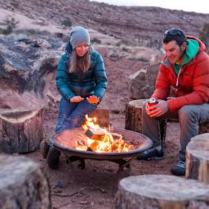 Warming up around the fire before the stars came out