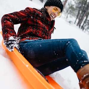 Sledding in the backyard!
