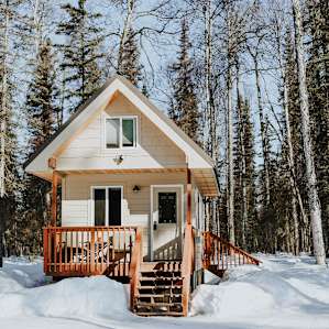 cabin forest winter