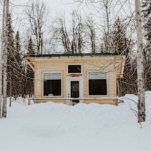 cabin forest winter
