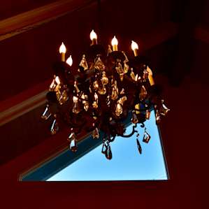 This chandelier hung from the living room ceiling. The ambience was everything.