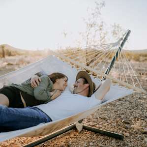 Look for the hammock in the field, perfect place to watch the sunset!