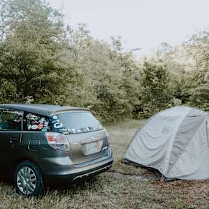 We got to pull up right to our camping spot!