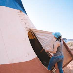 people lodging camper