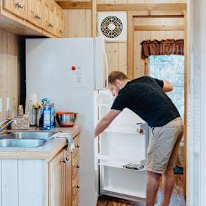 Fridge? Yup. Sink? For sure. This little kitchenette is great!