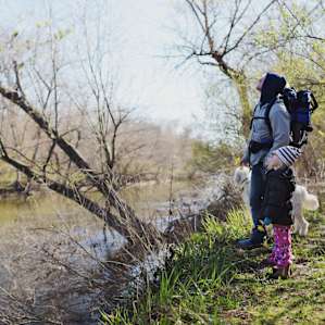 The Landing is bordered by the Kankakee River. The river was peaceful and great for bird watching. We also saw evidence of lots of other wildlife.