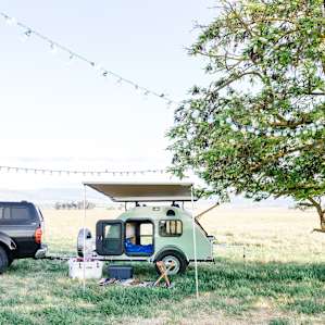 We set up under the large tree at the site