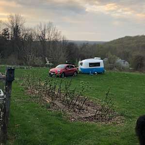 Owners have tent camping space in an upper pasture and a spot near the fire pit for small campers. This is a really great location.