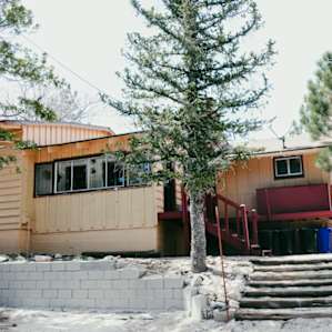 The view of the cabin from the street