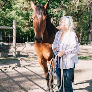 Here's Nicole, with one of her beautiful horses. She's amazing with them and gave me some pointers on how to greet a horse. She offers horse back riding lessons for those interested. Just let her know!