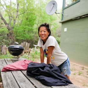 There is a picnic table and grill for you to use.