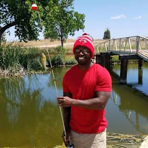 First time fishing. Ethan and his wife helped me learn. This is the fish I caught before I had to leave. Super excited!!!