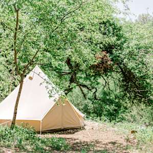 One of the glamping tents, all ready and set up for a relaxing stay :)