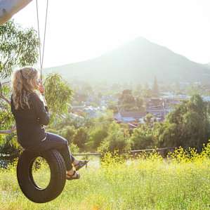 The tire swing was a quick walk up the hill from Pete's backyard, with a truly awesome view of the sunset.