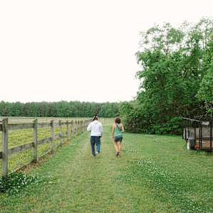 Walking around on the property with our host, Tony.