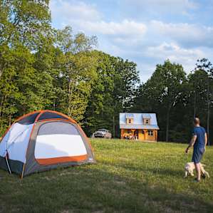 Even by the cabins there is plenty of places to set up tents