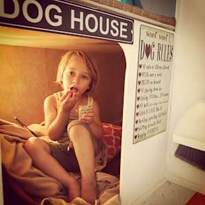 Even a dog house under the bunk beds (which my son slept in....)