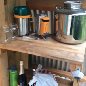 They had everything there for me that I needed, drinking water, and even a burner to make tea with. I wish there had been a chair to sit in, but at least I had something to sip my champagne from!