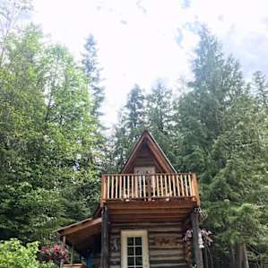 The lovely cabin from the driveway below