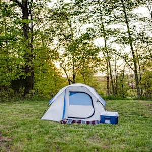 The wide open area for camping is flat and perfect for pitching a tent!
