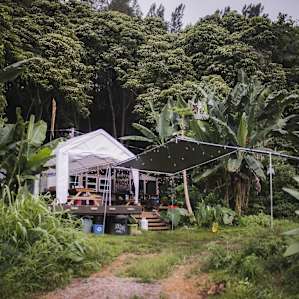 covered porch and kitchen area