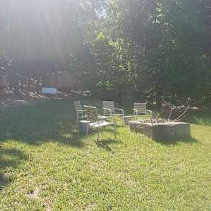 Fire pit and picnic table.