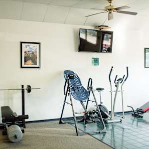 There is also exercise equipment in the rec room.