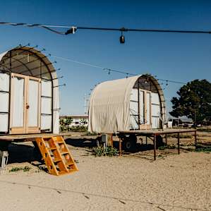 Huts in the morning light. (Photo by Rachel Heydemann)