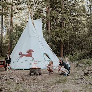 forest people campfire