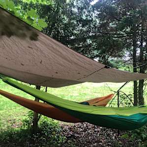 Our hammocks near the picnic table.
