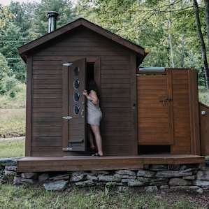 Self built sauna with an outdoor shower! It's beautiful