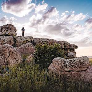 The rocky tor is fun to climb on and explore