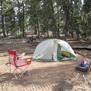 surrounded by trees for shade and protection. The wind (which is wicked in this area) never touched my tent.
