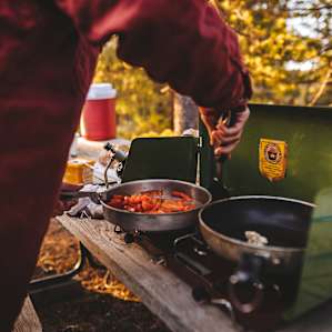 The picnic table was superb to cook and eat at