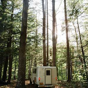Sayin' goodbye to our site and heading out into the pines.