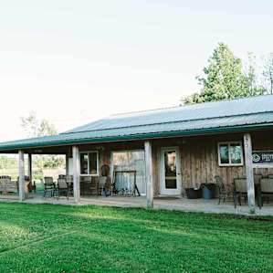 The lodge from the outside is so sweet!