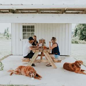 tent people picnic table