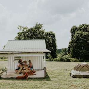 tent people picnic table